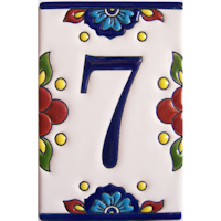 TalaMex Mexican Talavera Mission Tile House Number Seven