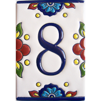 TalaMex Mexican Talavera Mission Tile House Number Eight