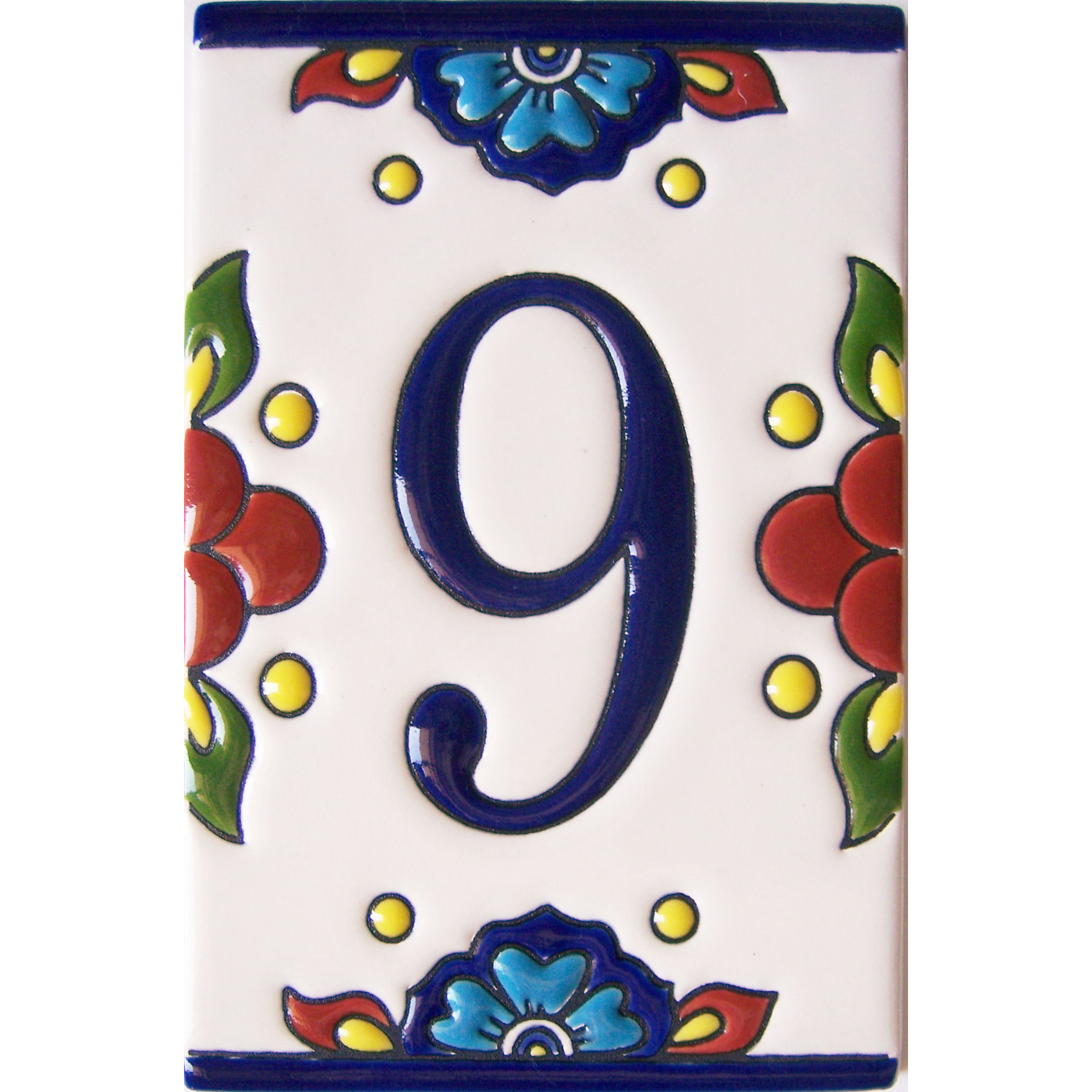 TalaMex Mexican Talavera Mission Tile House Number Nine