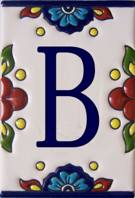 TalaMex Mexican Talavera Mission Tile House Letter B