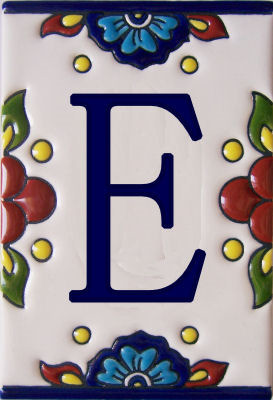 TalaMex Mexican Talavera Mission Tile House Letter E