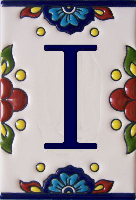TalaMex Mexican Talavera Mission Tile House Letter I