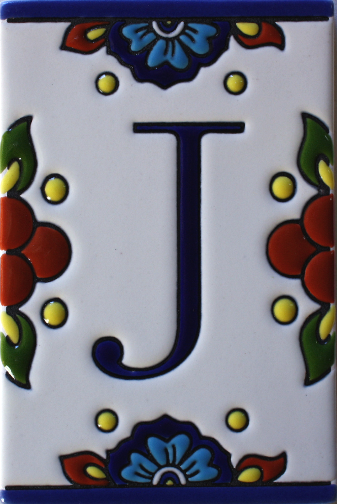 TalaMex Mexican Talavera Mission Tile House Letter J