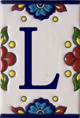 TalaMex Mexican Talavera Mission Tile House Letter L