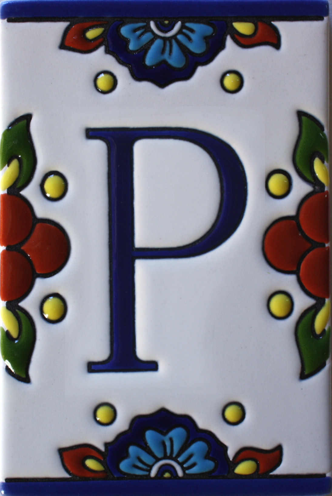 TalaMex Mexican Talavera Mission Tile House Letter P