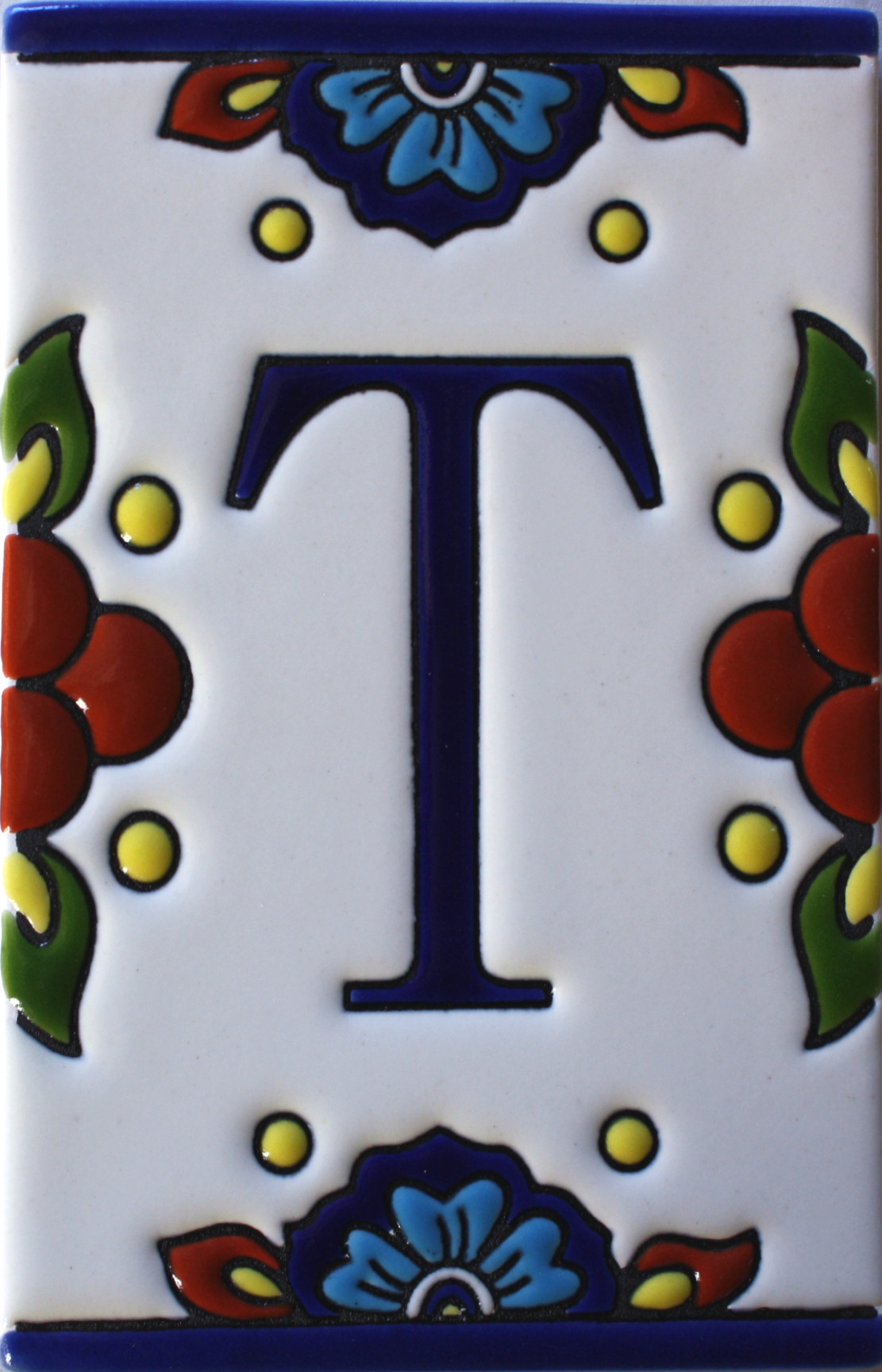 TalaMex Mexican Talavera Mission Tile House Letter T