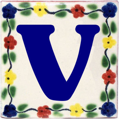 TalaMex Bouquet Talavera Clay House Letter V