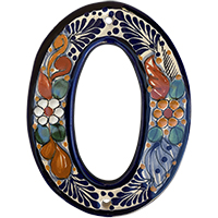 TalaMex Santa Fe Colorful Mexican Talavera Ceramic House Number Zero