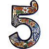 TalaMex Santa Fe Colorful Mexican Talavera Ceramic House Number Five