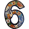 TalaMex Santa Fe Colorful Mexican Talavera Ceramic House Number Six