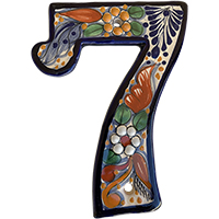 TalaMex Santa Fe Colorful Mexican Talavera Ceramic House Number Seven