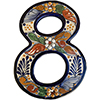 TalaMex Santa Fe Colorful Mexican Talavera Ceramic House Number Eight