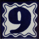 TalaMex Blue Talavera Tile Number Nine