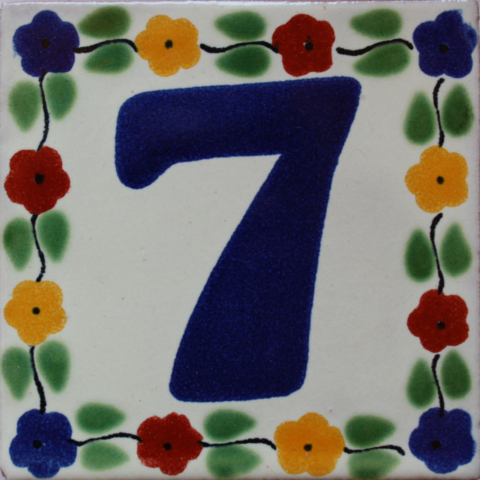 TalaMex Bouquet Talavera Tile Number Seven