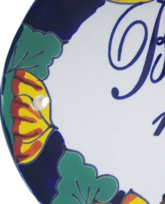 Sunflower Talavera Ceramic House Plaque. Bienvenidos mi casa es su casa Close-Up