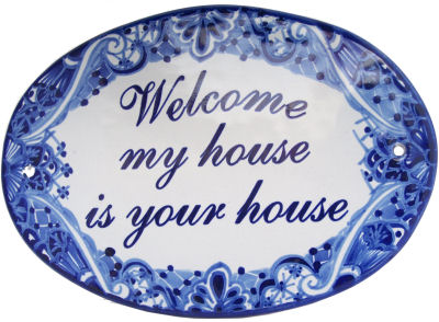 TalaMex Traditional Talavera Ceramic House Plaque. Welcome my house is your house