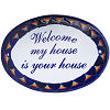 TalaMex Peacock Talavera Ceramic House Plaque. Welcome my house is your house