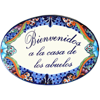 TalaMex Multicolor Talavera Ceramic Plaque. Bienvenidos a la Casa de los Abuelos