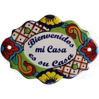 TalaMex Mini Talavera Ceramic Plaque. Bienvenidos mi casa es su casa