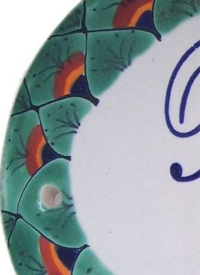 Peacock Talavera Ceramic House Plaque. Bienvenidos mi casa es su casa Close-Up