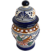 TalaMex Tecali Hand-Made Small-Size Colorful Mexican Talavera Ceramic Jar With Lid