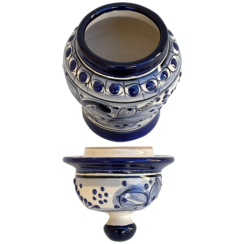 TalaMex Cholula Hand-Made Small-Size Colorful Mexican Talavera Ceramic Jar With Lid Details