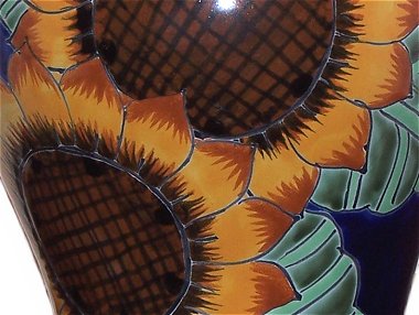 TalaMex Sunflower Talavera Ceramic Lamp Close-Up