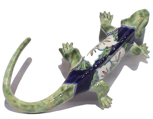 Big Lily Flower Garden Ceramic Iguana