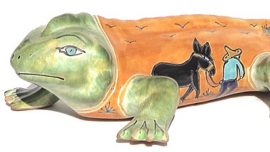 Big Desert Garden Ceramic Iguana Close-Up
