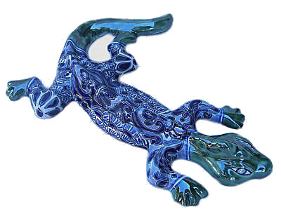 TalaMex Tiny Blue Garden Ceramic Lizard Close-Up