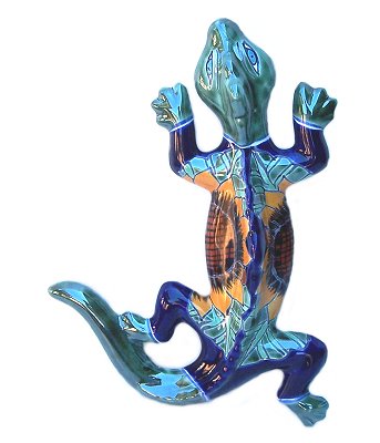 TalaMex Medium Sunflower Garden Ceramic Lizard