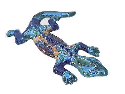 TalaMex Medium Sunflower Garden Ceramic Lizard Close-Up