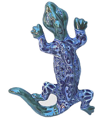 Medium Blue/White Garden Ceramic Lizard