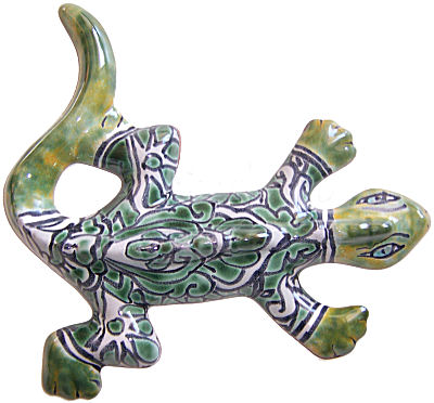 Tiny Green/White Garden Ceramic Lizard