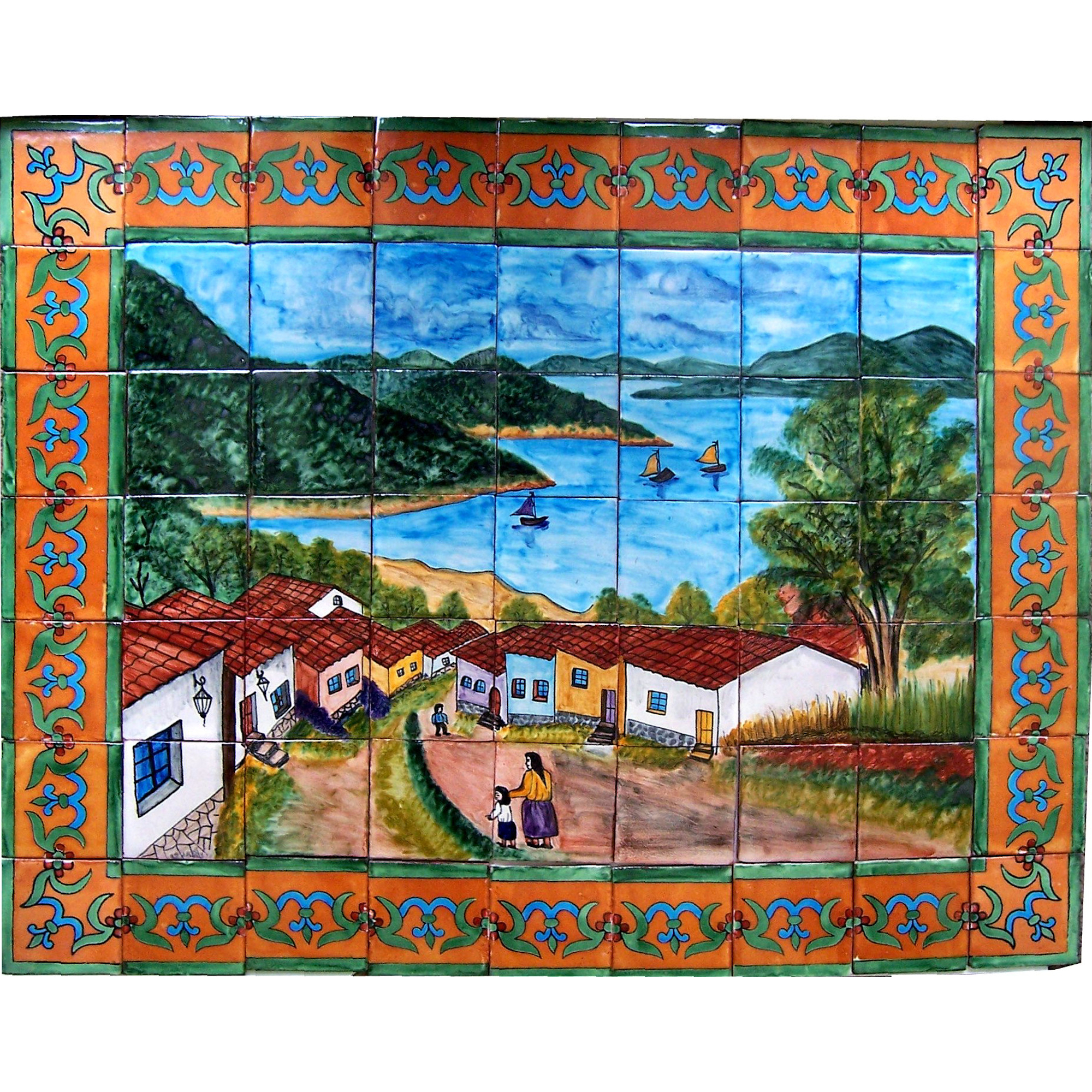 TalaMex Patzcuaro Lake Clay Talavera Tile Mural