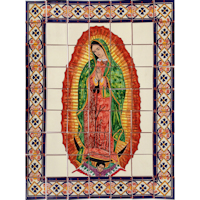 TalaMex Our Lady Virgen De Guadalupe. Clay Talavera Tile Mural