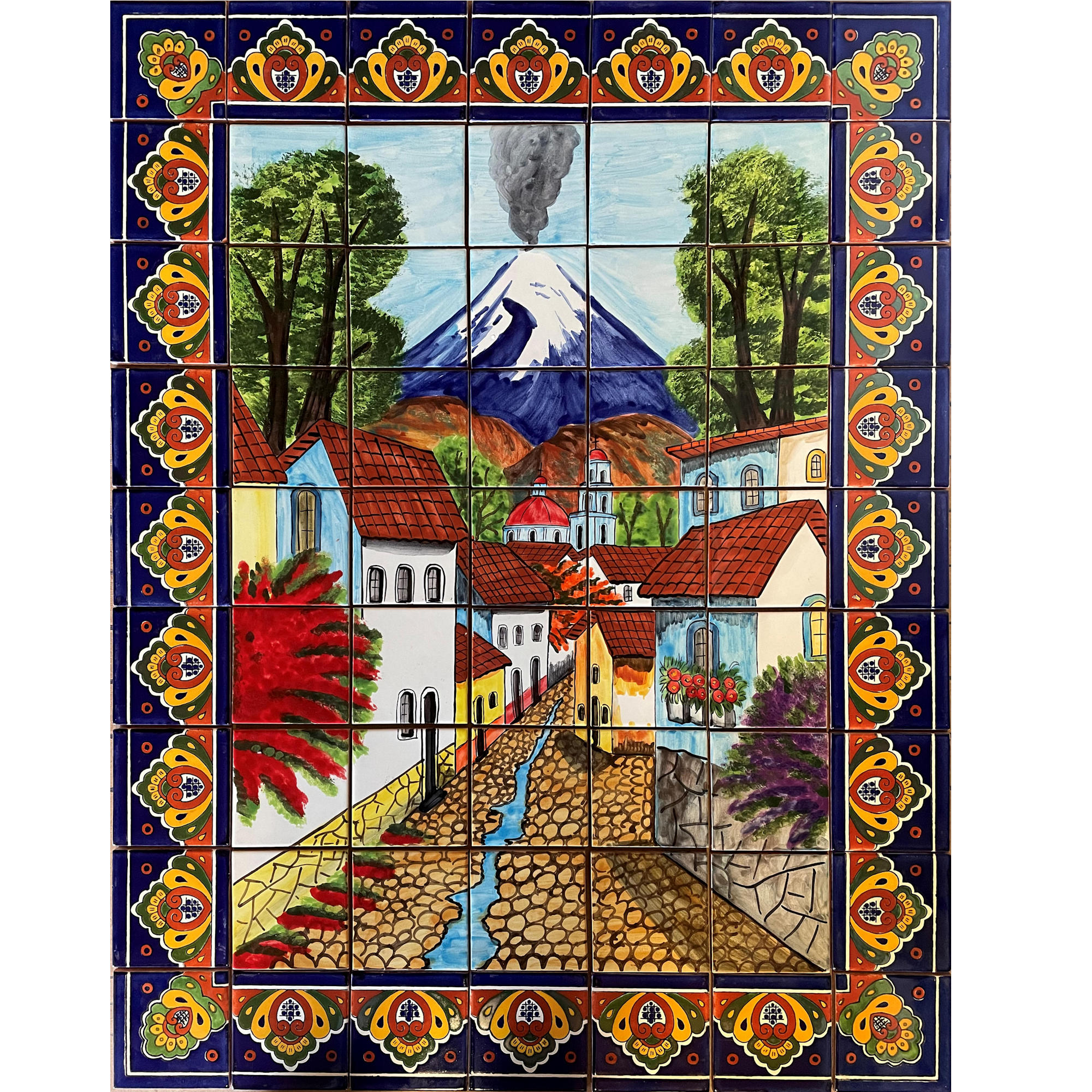 TalaMex Volcano Clay Talavera Tile Mural