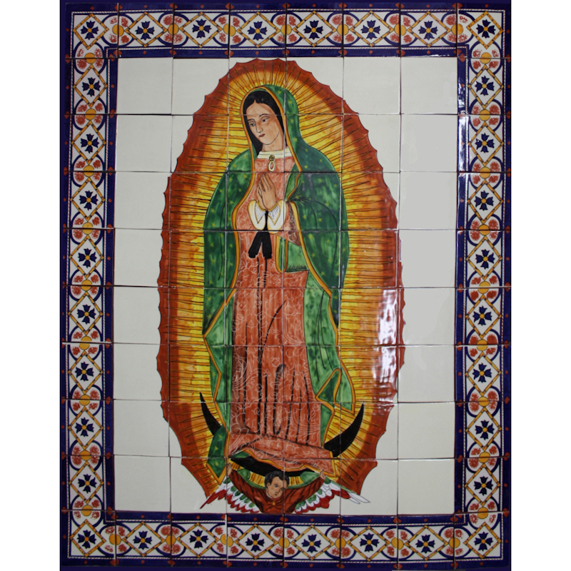 TalaMex Our Lady Virgen De Guadalupe. Clay Talavera Tile Mural