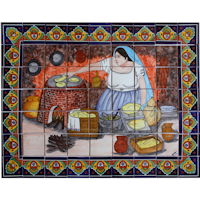 TalaMex Tortilla Maker. Clay Talavera Tile Mural