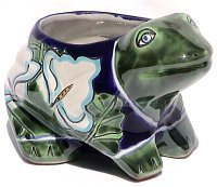 Lily Frog Talavera Planter Close-Up
