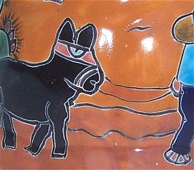 TalaMex Hand-Painted Mexican Desert Turtle Talavera Ceramic Planter Close-Up
