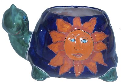 Sun Turtle Talavera Ceramic Planter