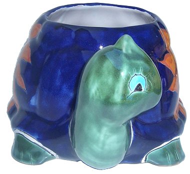 Sun Turtle Talavera Ceramic Planter Details