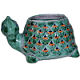 TalaMex Hand-Painted Mexican Green Peacock Turtle Talavera Ceramic Planter