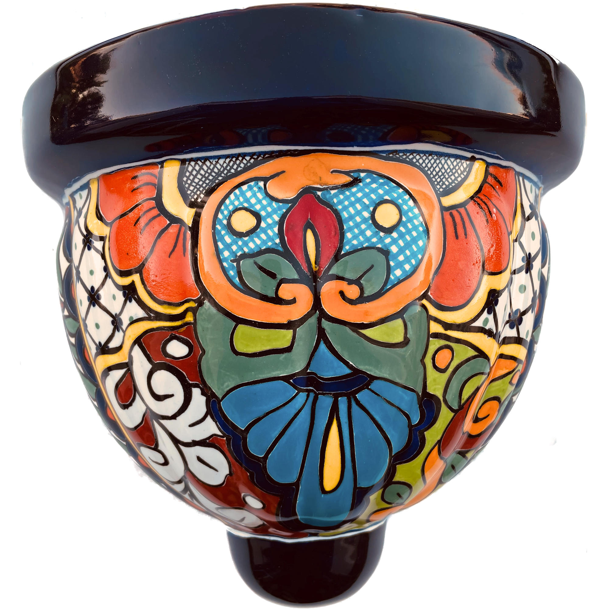 TalaMex Hand-Painted Mexican Rainbow Talavera Ceramic Planter