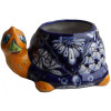 TalaMex Hand-Painted Mexican Blue Turtle Talavera Ceramic Planter