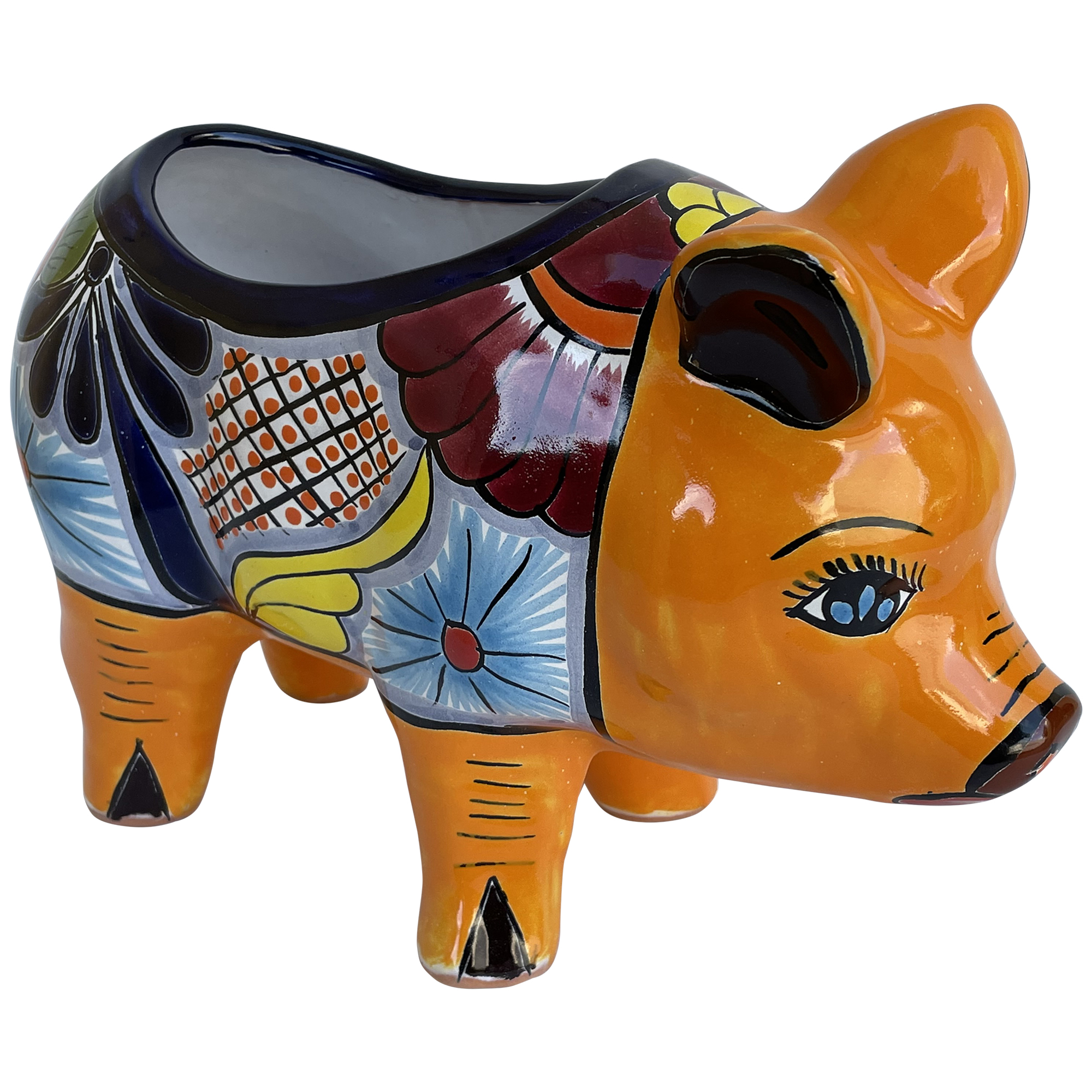 TalaMex Palmillas Indoors/Outdoors Handmade Piggy Mexican Talavera Planter