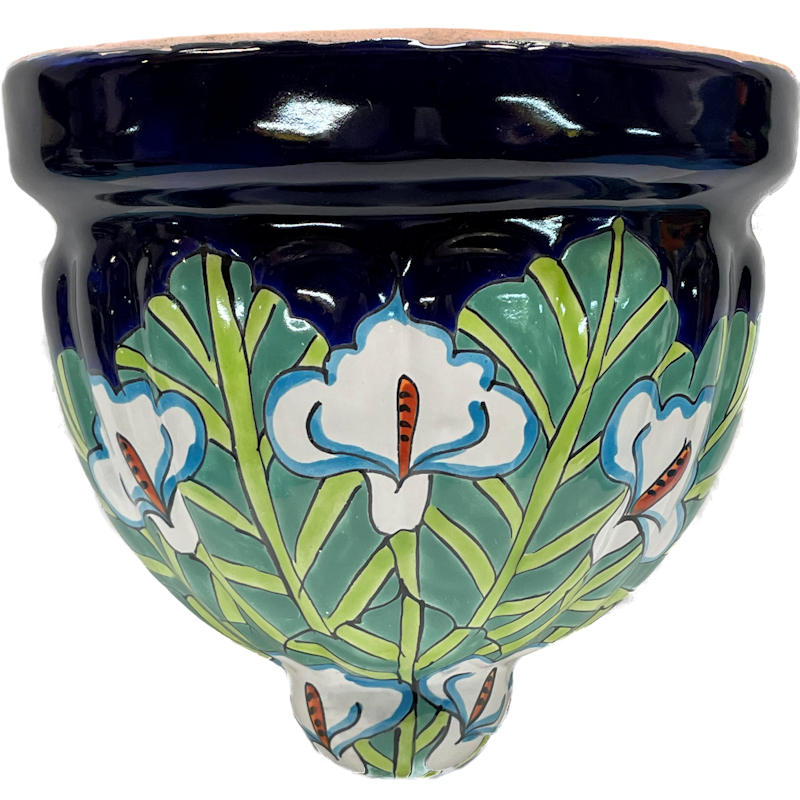 TalaMex Hand-Painted Mexican Ceramic Lily Talavera Planter