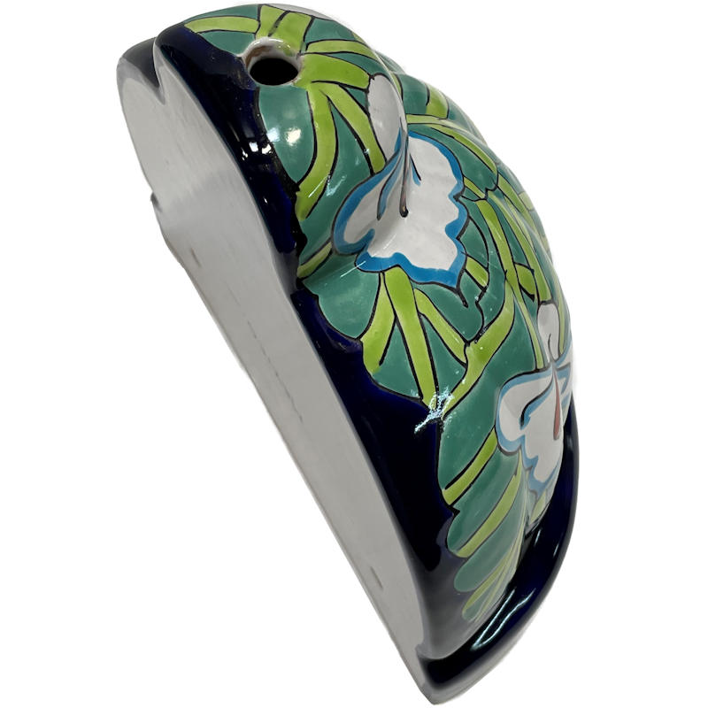 TalaMex Hand-Painted Mexican Ceramic Lily Talavera Planter Close-Up