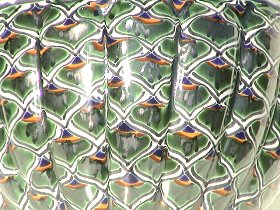 Peacock Talavera Planter Close-Up